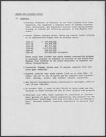 Budget and planning office report regarding highways