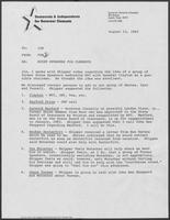 Memo from Tom Treadway to Jim Francis regarding house speakers endorsing William P. Clements, Jr., August 12, 1982