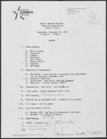 Agenda for weekly working meeting, September 15, 1982