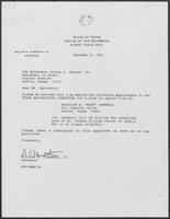 Appointment letter from William P. Clements to Secretary of State, George Bayoud, September 24, 1990