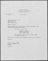 Appointment letter from William P. Clements to Secretary of State, Jack Rains, May 23, 1989