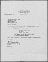 Appointment letter from William P. Clements to Secretary of State, Jack Rains, January 9, 1989