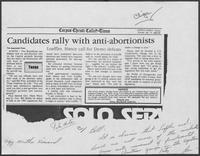 Newspaper clipping headlined "Candidates rally with anti-abortionists," January 19, 1986
