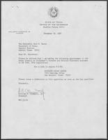 Appointment letter from Governor William P. Clements, Jr., to Secretary of State Jack Rains, November 16, 1987