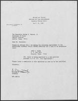 Appointment letter from Governor William P. Clements, Jr., to Secretary of State George Bayoud, April 16, 1990