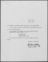 Appointment letter from William P. Clements to the Senate of the 71st Legislature, June 22, 1989