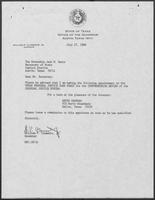Appointment letter from William P. Clements to Secretary of State, Jack Rains, July 27, 1988