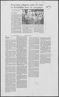 Newspaper clipping headlined, "Emerging religious right develops as formidable force in campaigns," April 13, 1986