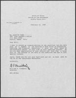 Letter from Governor William P. Clements, Jr., to Bill Cobb, February 10, 1989