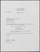 Appointment letter from Governor William P. Clements, Jr., to Secretary of State Jack Rains, December 10, 1987