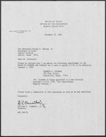 Appointment letter from Governor William P. Clements, Jr., to Secretary of State George Bayoud, December 28, 1989
