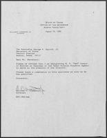 Appointment letter from Governor William P. Clements, Jr., to Secretary of State George Bayoud, August 18, 1989