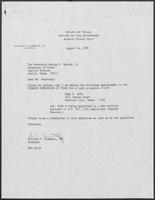 Appointment letter from Governor William P. Clements, Jr., to Secretary of State George Bayoud, August 24, 1989