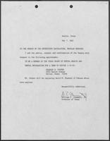 Appointment letter from Governor William P. Clements, Jr., to the Texas Senate, May 5, 1987