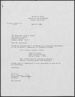 Appointment letter from Governor William P. Clements, Jr., to Secretary of State Jack Rains, April 12, 1988