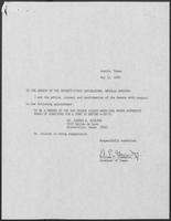 Appointment letter from William P. Clements Senate of the 71st Legislature, May 12, 1989