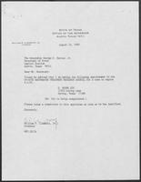 Appointment letter from Governor William P. Clements, Jr., to Secretary of State George S. Bayoud, August 24, 1989