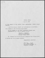 Appointment letter from William P. Clements to Senate of the 71st Legislature, April 11, 1990