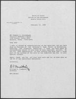 Letter from William P. Clements Jr. to Robert Cruikshank, February 10, 1989