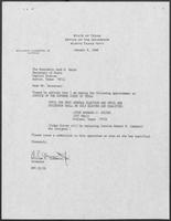 Appointment letter from William P. Clements Jr. to Secretary of State, Jack Rains, January 8, 1988