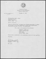 Appointment letter from Governor William P. Clements, Jr., to Secretary of State Jack Rains, November 16, 1987