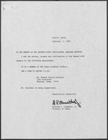 Appointment letter from William P. Clements to Senate of the 71st Legislature, February 9, 1989