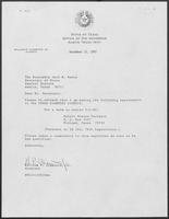 Appointment letter from Governor William P. Clements, Jr., to Secretary of State Jack Rains, December 15, 1987