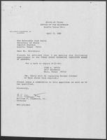 Appointment letter from Governor William P. Clements, Jr., to Secretary of State Jack Rains, April 21, 1988