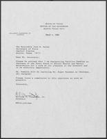 Appointment letter from Governor William P. Clements, Jr., to Secretary of State Jack Rains, March 4, 1988