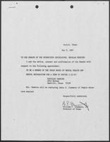 Appointment letter from William P. Clements, Jr., to the Texas Senate, May 8, 1987