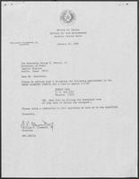 Appointment letter from Governor William P. Clements, Jr., to Secretary of State George Bayoud, January 12, 1990