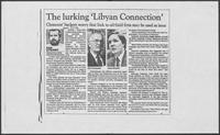 Newspaper clipping headlined, "The Lurking 'Libyan Connection,'" August 10, 1986