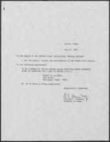 Appointment letter from William P. Clements to Senate of the 71st Legislature, May 12, 1989