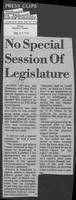 Newspaper clipping headlined, "No special session of Legislature," February 29, 1980
