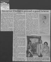 Newspaper clipping headlined, "Governor Clements proved a good listener," April 24, 1980