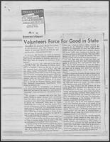 Newspaper clipping headlined "Governor's Report: Volunteers Force For Good in State," July 10, 1981