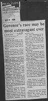 Newspaper clipping headlined "Governor's race may be most extravagant ever," September 6, 1985