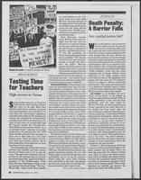 Magazine article headlined "Testing Time for Teachers: High scores in Texas," May 19, 1986
