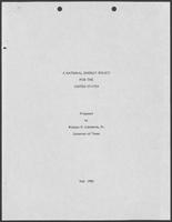 A brief titled "A National Energy Policy for the United States" by William Clements, July 1982