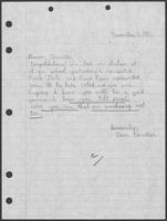 Handwritten letter from a 3rd grade class to William P. Clements, November 5, 1986