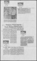 Newspaper clipping headlined "Clements Wants End to Early Release of Prisoners," undated