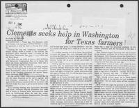 Newspaper clipping "Clements seeks help in Washington for Texas farmers," Brownsville Herald, October 6, 1982