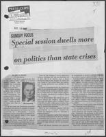 Newspaper clipping "Special session dwells more on politics than state crises," Waco Tribune-Herald, May 30, 1982