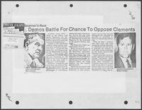 Newspaper clipping "Demos battle for chance to oppose Clements," Tyler Courier-Times Telegraph, April 28, 1982
