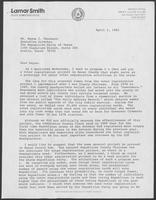 Letter from Rep. Lamar Smith to Wayne J. Thorburn, April 1, 1982