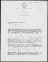 Letter from Texas Secretary of State David Dean to Governor William P. Clements, Jr., October 14, 1982