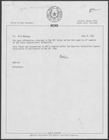 Memo from Eddie Aurispa to Rick Montoya regarding Governor William P. Clements, Jr.'s letter on immigration legislation, June 8, 1982