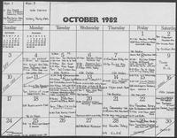 Calendar for Governor William P. Clements, Jr., October 1982