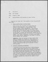 Memo from Dan Fleckman to Jim Francis regarding Pending Matters with Secretary of State's Office, October 6, 1982