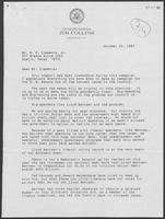 Campaign promotional materials from Rep. Jim Collins to William P. Clements, Jr., October 22, 1982
